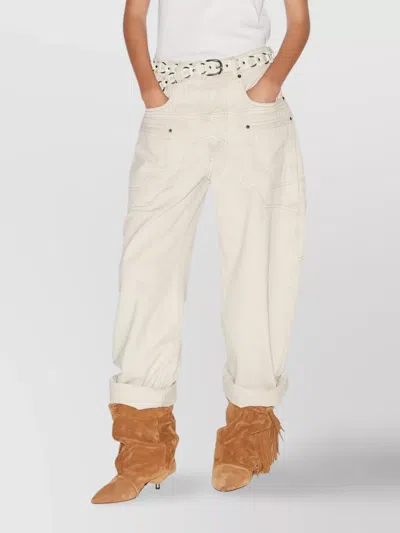 Isabel Marant High-waisted Wide Leg Trousers In Cotton-hemp Blend In Neutral