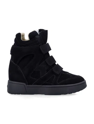 Isabel Marant High-top Wedge Sneakers With Velcro Straps - 5 Cm Heel Height In Black Midnight