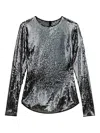 Isabel Marant Hilda Sequin Long-sleeve Top In Gray