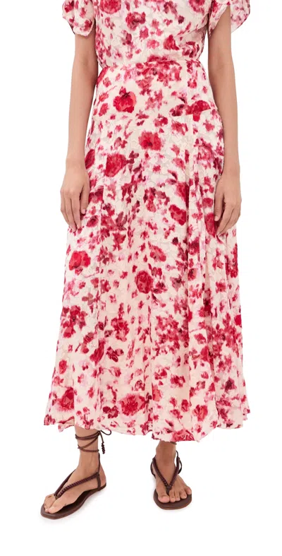 Isabel Marant Hilza Skirt Ecru/pink In Multi