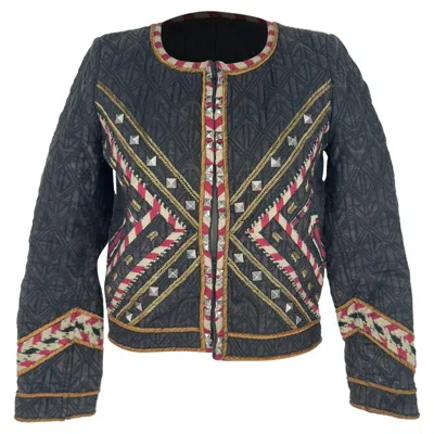 Pre-owned Isabel Marant Hippo Embroidered Jacket In Black Cotton In Multi
