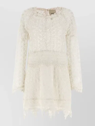 Isabel Marant Hizene Dress Lace Long Sleeves Design In Burgundy