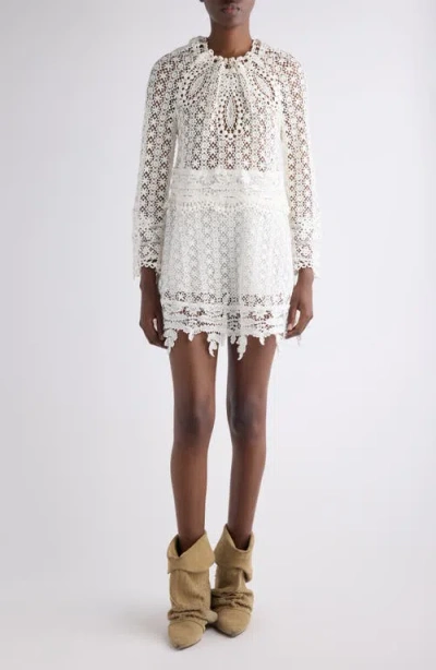 Isabel Marant Hizene Long Sleeve Lace Minidress In White
