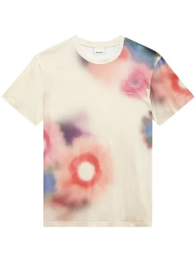 Isabel Marant Blur-effect Logo-print T-shirt In Neutrals