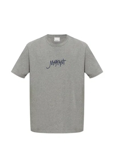 Isabel Marant Honore Logo-embroidered T-shirt In Gray