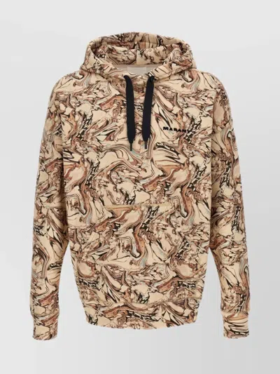 Isabel Marant Hooded Drawstring Sweater Printed Pattern In Brown