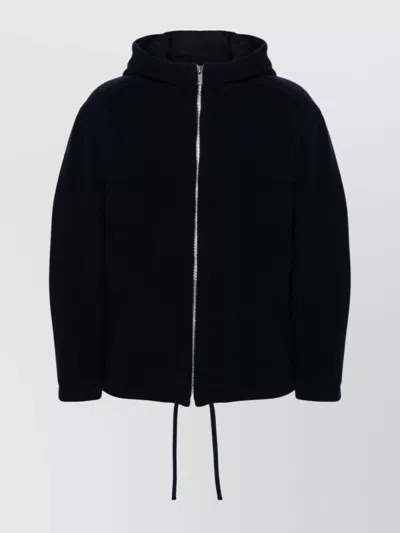 Isabel Marant Hooded Wool Blend Jacket With Drawstring Waistband In Black