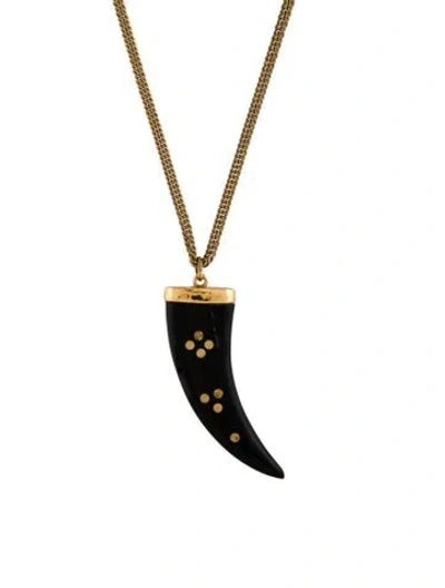 Pre-owned Isabel Marant Horn Pendant Necklace, 26" In Multicolor