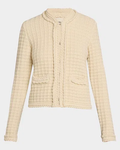 Isabel Marant Hortense Windowpane Knit Collarless Jacket In Ecru