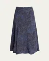 Isabel Marant Hortensia Mosaic Print Stretch Silk Midi Skirt In Blue