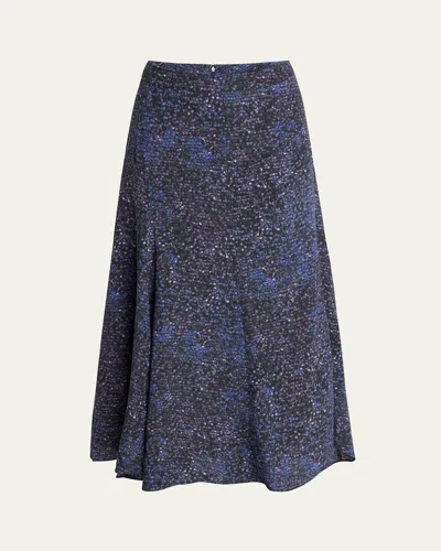 ISABEL MARANT HORTENSIA MOSAIC FLARED STRETCH SILK SKIRT
