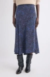 Isabel Marant Hortensia Mosaic Print Stretch Silk Midi Skirt In Blue