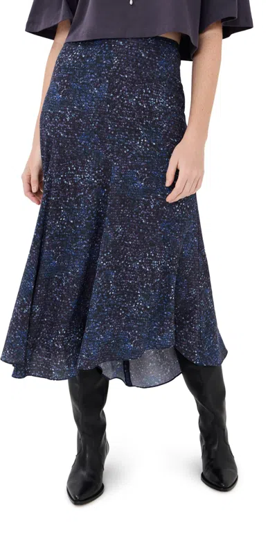 Isabel Marant Stretch-silk Printed Syana Maxi Skirt In Blue