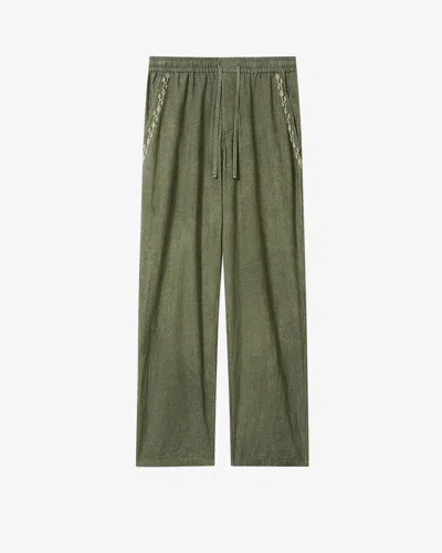 Isabel Marant Zabel Drawstring Embroidered Trousers In Green