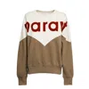 Isabel Marant Houston Two-tone Cotton Logo Sweatshirt In Brown