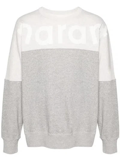 Isabel Marant Howley Flocked-logo Sweatshirt In Grey