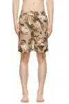 Isabel Marant Hydra Abstract Camo Swim Trunks In Beige