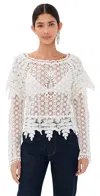 Isabel Marant Hyliana Knit Cotton Lace Top In White