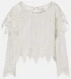 Isabel Marant Hyliana Knit Cotton Lace Top In White