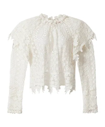 Isabel Marant Hyliana Knit Cotton Lace Top In White