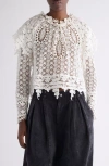 Isabel Marant Hyliana Knit Cotton Lace Top In White
