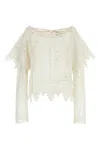 Isabel Marant Hyliana Knit Cotton Lace Top In White