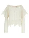 Isabel Marant Hyliana Crop Cotton Lace Top In White