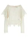 Isabel Marant Hyliana Crop Cotton Lace Top In White
