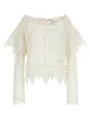 Isabel Marant Hyliana Crop Cotton Lace Top In White