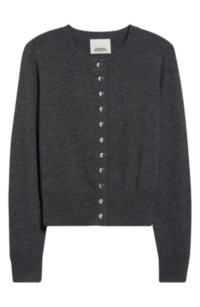Isabel Marant Idesia Merino Wool & Cashmere Cardigan In Anthracite