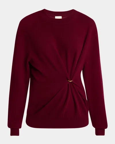 Isabel Marant Ilaria Gathered Ring Wool-cashmere Sweater In Burgundy