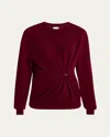 Isabel Marant Ilaria Gathered Ring Wool-cashmere Sweater In Burgundy