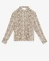 Isabel Marant Ilda Snakeskin Print Stretch Silk Button-up Shirt Shirt In Natural