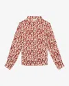 Isabel Marant Floral Collared Lightweight Long Sleeves Top In Red
