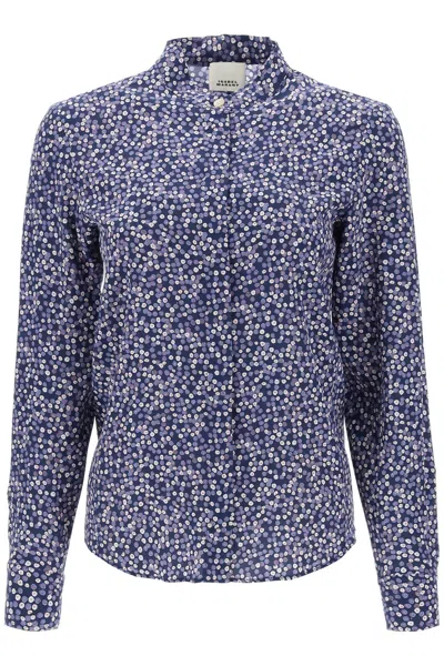 Isabel Marant Ilda Silk Shirt With Floral Print For Women In Blue