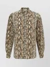 Isabel Marant Ilda Snakeskin Print Stretch Silk Button-up Shirt Shirt
