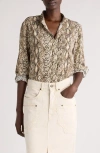 Isabel Marant Ilda Snakeskin Print Stretch Silk Button-up Shirt Shirt In Natural