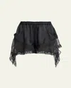 Isabel Marant Ildana Lace-trimmed Stretch Silk-blend Shorts In Animal Print