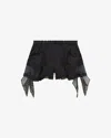 Isabel Marant Ildana Lace-trimmed Stretch Silk-blend Shorts In Black