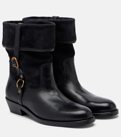 Isabel Marant Ildra 35 Leather And Suede Ankle Boots In Black