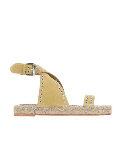 Isabel Marant Studded Suede Round Toe Espadrilles In Yellow
