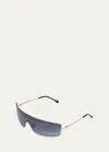 Isabel Marant Metal & Acetate Shield Sunglasses In Gold Blck