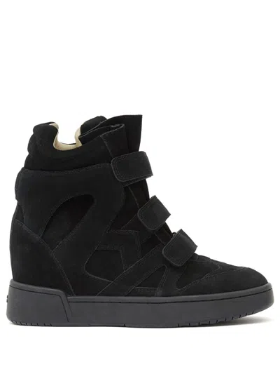 Isabel Marant Women Black Wedge With Insert Design And High Heel Sneaker In Leather Woman