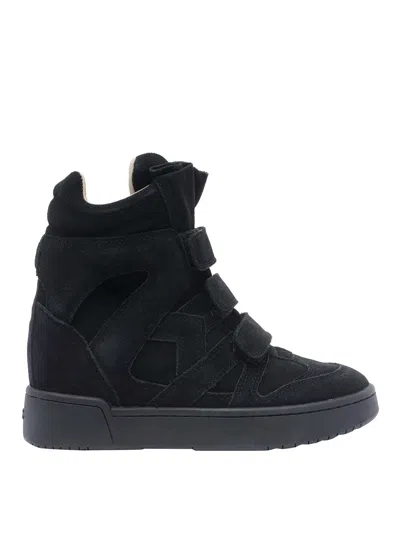 Isabel Marant Women Black Wedge With Insert Design And High Heel Sneaker In Leather Woman