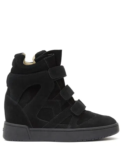 Isabel Marant Women Black Wedge With Insert Design And High Heel Sneaker In Leather Woman
