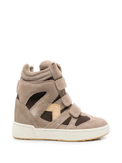 Isabel Marant Beige Calf Leather Bos Taurus High Top Sneakers In Brown