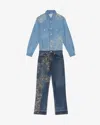 Isabel Marant Imane Embroidered Denim Jumpsuit In Blue