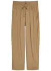 Isabel Marant Inaya High Waist Gathered Straight Leg Pants In Brown