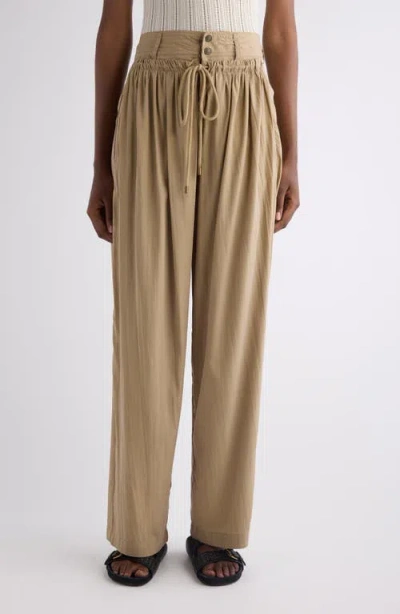 Isabel Marant Inaya High Waist Gathered Straight Leg Pants In Brown