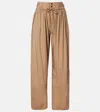 Isabel Marant Inaya High Waist Gathered Straight Leg Pants In Brown